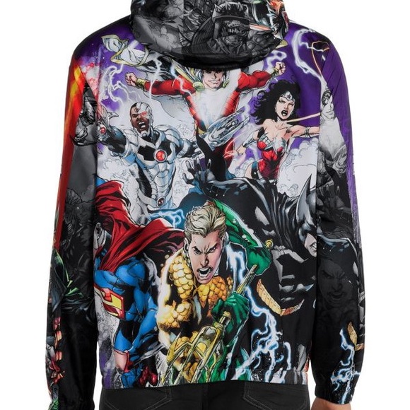 DC Justice League Tango Hotel hooded 'Villians & Heroes' Windbreaker Jacket - Picture 7 of 15